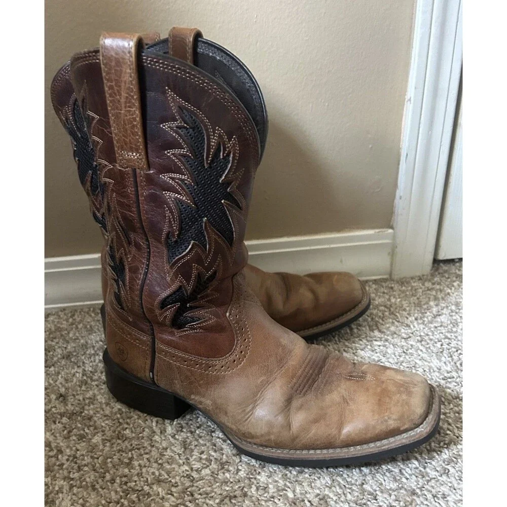 Ariat Sport Cool VentTEK Western Performance Boots Square Toe Men 9.5 EE